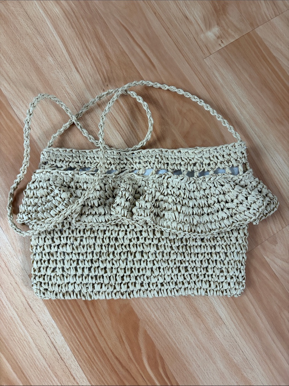 Woven Raffia Crossbody Bag in Natural